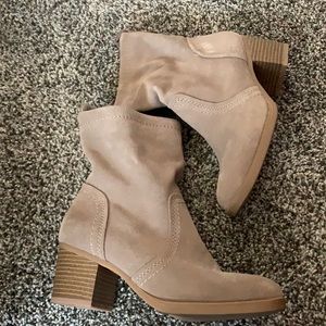 Beige suede booties